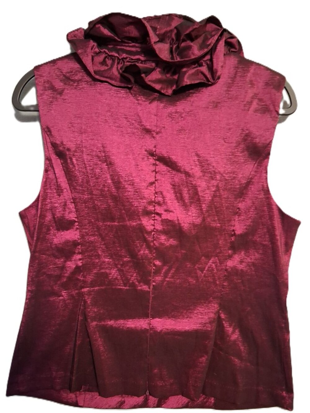Collection Dress Barn Women's Purple Ruffled Blouse Size 16 Dressy Mobwife Shiny - Picture 5 of 6